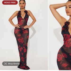 Full bloom mesh maxi dress